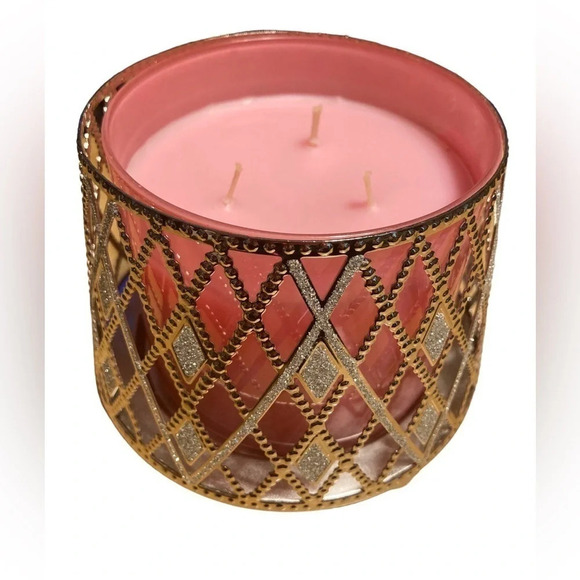 BATH & BODY WORKS Glittery Bling Metal Argyle Three-Wick Candle Holder NEW NWT - Picture 6 of 6